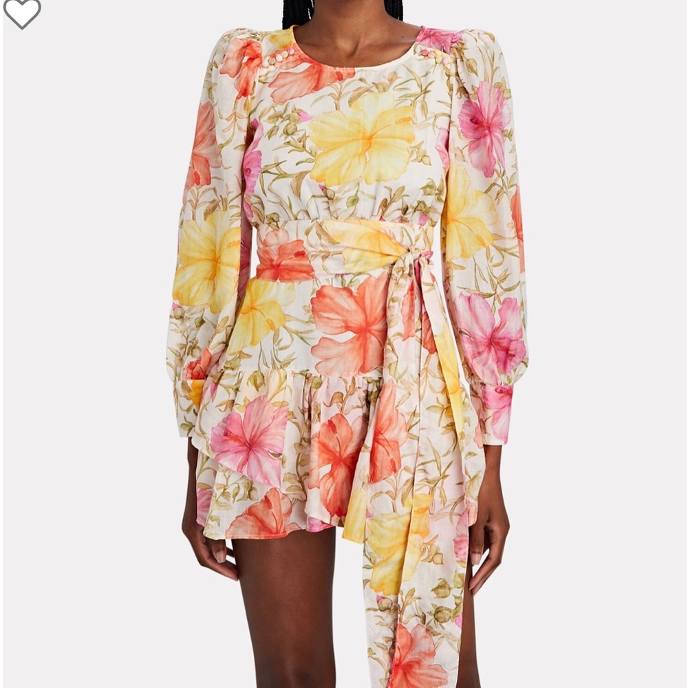 LoveShackFancy NWT Teyana Floral Cotton-Silk Mini Dress Size 4